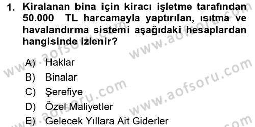 Genel Muhasebe Dersi Ara Sınavı Deneme Sınav Soruları 1. Soru