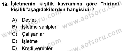 Genel Muhasebe Dersi 2016 - 2017 Yılı (Vize) Ara Sınav Soruları 19. Soru