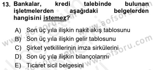 Genel Muhasebe Dersi 2017 - 2018 Yılı (Final) Dönem Sonu Sınav Soruları 13. Soru