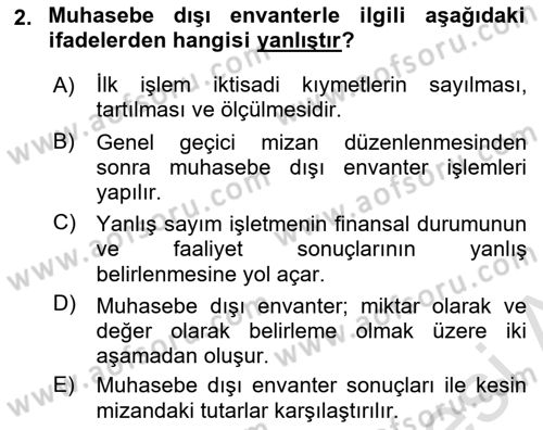 Genel Muhasebe Dersi 2018 - 2019 Yılı 3 Ders Sınav Soruları 2. Soru