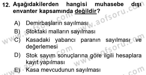 Genel Muhasebe Dersi 2018 - 2019 Yılı (Final) Dönem Sonu Sınav Soruları 12. Soru