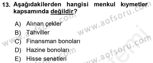 Genel Muhasebe Dersi 2018 - 2019 Yılı (Final) Dönem Sonu Sınav Soruları 13. Soru