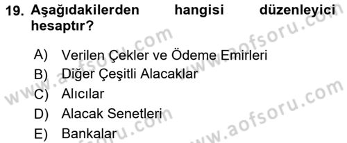Genel Muhasebe Dersi 2020 - 2021 Yılı Yaz Okulu Sınav Soruları 19. Soru