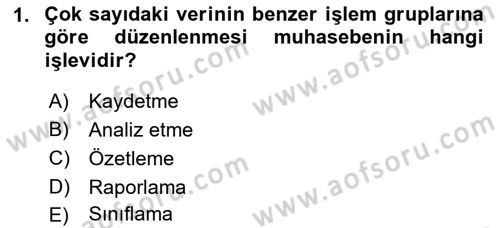 Genel Muhasebe Dersi 2022 - 2023 Yılı (Vize) Ara Sınav Soruları 1. Soru