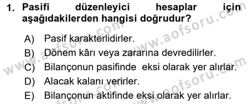 Genel Muhasebe Dersi 2023 - 2024 Yılı (Final) Dönem Sonu Sınav Soruları 1. Soru