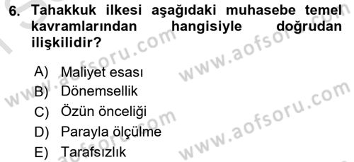 Genel Muhasebe Dersi 2024 - 2025 Yılı (Final) Dönem Sonu Sınav Soruları 6. Soru