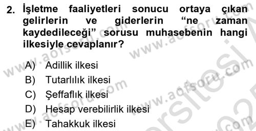 Genel Muhasebe Dersi 2024 - 2025 Yılı Yaz Okulu Sınav Soruları 2. Soru