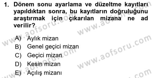 Genel Muhasebe Dersi 2025 - 2026 Yılı (Vize) Ara Sınav Soruları 1. Soru