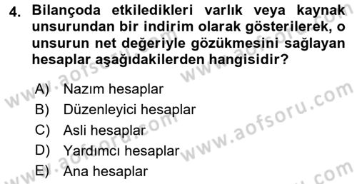 Genel Muhasebe Dersi 2025 - 2026 Yılı (Vize) Ara Sınav Soruları 4. Soru
