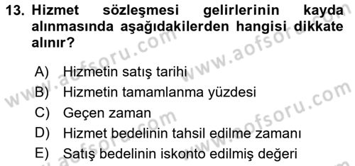 Genel Muhasebe Dersi 2025 - 2026 Yılı (Final) Dönem Sonu Sınav Soruları 13. Soru