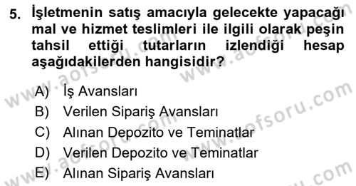 Genel Muhasebe Dersi 2025 - 2026 Yılı (Final) Dönem Sonu Sınav Soruları 5. Soru