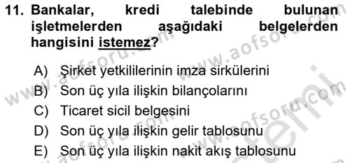 Genel Muhasebe Dersi 2025 - 2026 Yılı Yaz Okulu Sınav Soruları 11. Soru