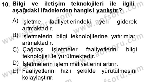 Ön Muhasebe Yazılımları Ve Kullanımı Dersi 2012 - 2013 Yılı (Vize) Ara Sınav Soruları 10. Soru