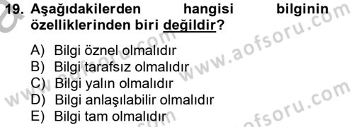Ön Muhasebe Yazılımları Ve Kullanımı Dersi 2012 - 2013 Yılı (Vize) Ara Sınav Soruları 19. Soru