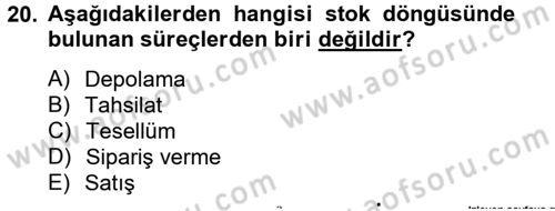 Ön Muhasebe Yazılımları Ve Kullanımı Dersi 2012 - 2013 Yılı (Vize) Ara Sınav Soruları 20. Soru
