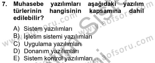 Ön Muhasebe Yazılımları Ve Kullanımı Dersi 2012 - 2013 Yılı (Vize) Ara Sınav Soruları 7. Soru