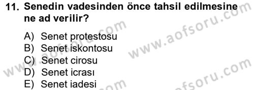Ön Muhasebe Yazılımları Ve Kullanımı Dersi 2012 - 2013 Yılı (Final) Dönem Sonu Sınav Soruları 11. Soru
