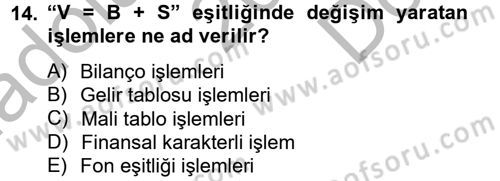 Ön Muhasebe Yazılımları Ve Kullanımı Dersi 2012 - 2013 Yılı (Final) Dönem Sonu Sınav Soruları 14. Soru