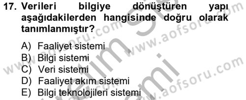 Ön Muhasebe Yazılımları Ve Kullanımı Dersi 2012 - 2013 Yılı (Final) Dönem Sonu Sınav Soruları 17. Soru