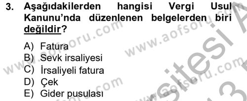 Ön Muhasebe Yazılımları Ve Kullanımı Dersi 2012 - 2013 Yılı (Final) Dönem Sonu Sınav Soruları 3. Soru