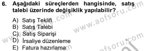 Ön Muhasebe Yazılımları Ve Kullanımı Dersi 2012 - 2013 Yılı (Final) Dönem Sonu Sınav Soruları 6. Soru