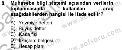 Ön Muhasebe Yazılımları Ve Kullanımı Dersi 2012 - 2013 Yılı (Final) Dönem Sonu Sınav Soruları 8. Soru