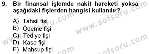 Ön Muhasebe Yazılımları Ve Kullanımı Dersi 2012 - 2013 Yılı (Final) Dönem Sonu Sınav Soruları 9. Soru