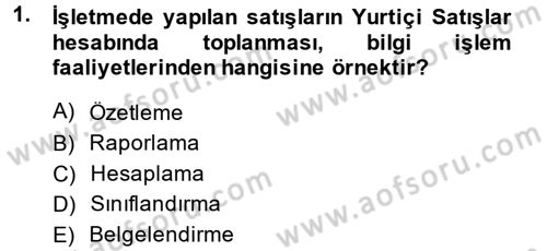 Ön Muhasebe Yazılımları Ve Kullanımı Dersi 2013 - 2014 Yılı (Vize) Ara Sınav Soruları 1. Soru