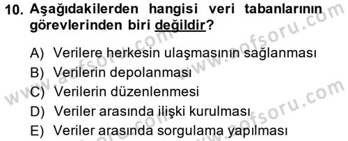 Ön Muhasebe Yazılımları Ve Kullanımı Dersi 2013 - 2014 Yılı (Vize) Ara Sınav Soruları 10. Soru