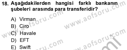 Ön Muhasebe Yazılımları Ve Kullanımı Dersi 2013 - 2014 Yılı (Vize) Ara Sınav Soruları 18. Soru