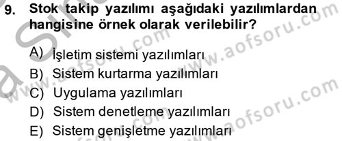 Ön Muhasebe Yazılımları Ve Kullanımı Dersi 2013 - 2014 Yılı (Vize) Ara Sınav Soruları 9. Soru
