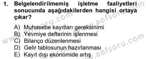 Ön Muhasebe Yazılımları Ve Kullanımı Dersi 2013 - 2014 Yılı Tek Ders Sınav Soruları 1. Soru