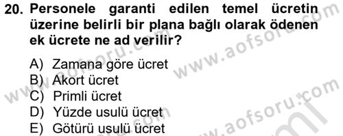 Ön Muhasebe Yazılımları Ve Kullanımı Dersi 2013 - 2014 Yılı Tek Ders Sınav Soruları 20. Soru