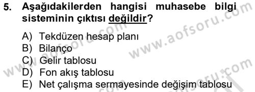 Ön Muhasebe Yazılımları Ve Kullanımı Dersi 2013 - 2014 Yılı Tek Ders Sınav Soruları 5. Soru