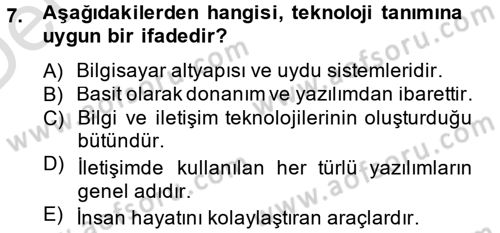 Ön Muhasebe Yazılımları Ve Kullanımı Dersi 2013 - 2014 Yılı Tek Ders Sınav Soruları 7. Soru
