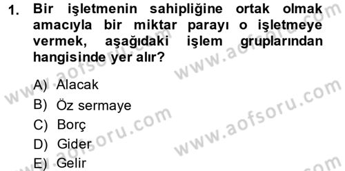 Ön Muhasebe Yazılımları Ve Kullanımı Dersi 2014 - 2015 Yılı (Vize) Ara Sınav Soruları 1. Soru