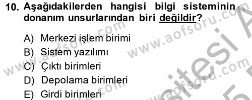 Ön Muhasebe Yazılımları Ve Kullanımı Dersi 2014 - 2015 Yılı (Vize) Ara Sınavı 10. Soru