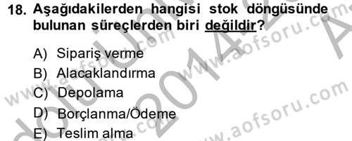 Ön Muhasebe Yazılımları Ve Kullanımı Dersi 2014 - 2015 Yılı (Vize) Ara Sınav Soruları 18. Soru