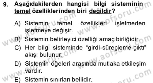 Ön Muhasebe Yazılımları Ve Kullanımı Dersi 2014 - 2015 Yılı (Vize) Ara Sınav Soruları 9. Soru