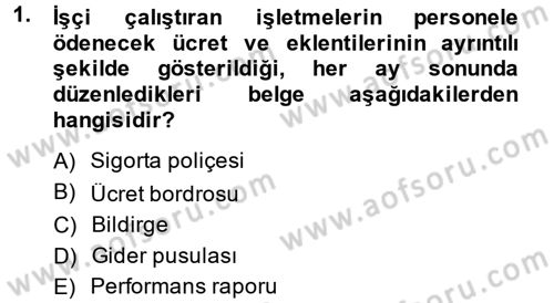 Ön Muhasebe Yazılımları Ve Kullanımı Dersi 2014 - 2015 Yılı (Final) Dönem Sonu Sınav Soruları 1. Soru