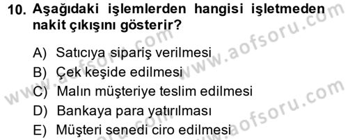 Ön Muhasebe Yazılımları Ve Kullanımı Dersi 2014 - 2015 Yılı (Final) Dönem Sonu Sınav Soruları 10. Soru