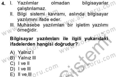 Ön Muhasebe Yazılımları Ve Kullanımı Dersi 2014 - 2015 Yılı (Final) Dönem Sonu Sınav Soruları 4. Soru