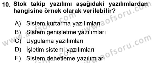 Ön Muhasebe Yazılımları Ve Kullanımı Dersi 2015 - 2016 Yılı (Vize) Ara Sınav Soruları 10. Soru