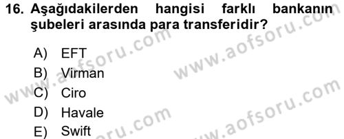 Ön Muhasebe Yazılımları Ve Kullanımı Dersi 2015 - 2016 Yılı (Vize) Ara Sınav Soruları 16. Soru