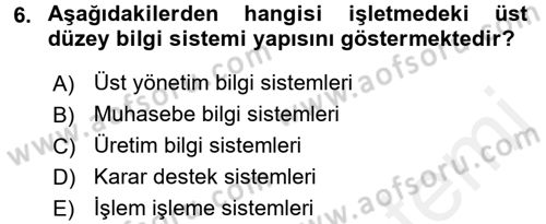 Ön Muhasebe Yazılımları Ve Kullanımı Dersi 2015 - 2016 Yılı (Vize) Ara Sınav Soruları 6. Soru