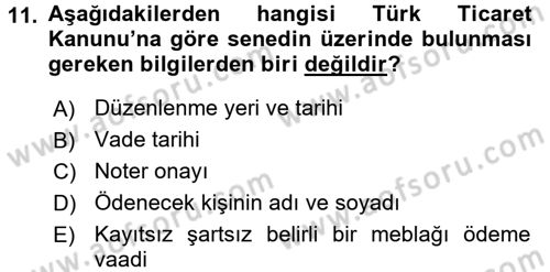 Ön Muhasebe Yazılımları Ve Kullanımı Dersi 2015 - 2016 Yılı (Final) Dönem Sonu Sınav Soruları 11. Soru
