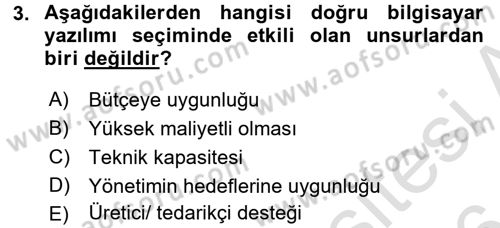 Ön Muhasebe Yazılımları Ve Kullanımı Dersi 2015 - 2016 Yılı (Final) Dönem Sonu Sınav Soruları 3. Soru