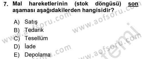 Ön Muhasebe Yazılımları Ve Kullanımı Dersi 2015 - 2016 Yılı (Final) Dönem Sonu Sınav Soruları 7. Soru