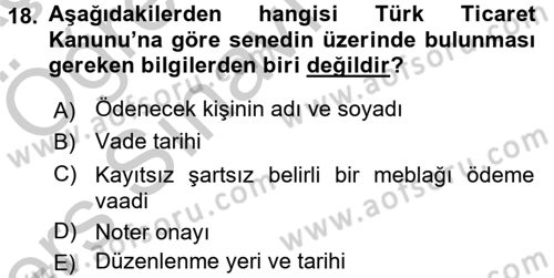 Ön Muhasebe Yazılımları Ve Kullanımı Dersi 2016 - 2017 Yılı 3 Ders Sınav Soruları 18. Soru