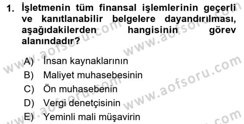 Ön Muhasebe Yazılımları Ve Kullanımı Dersi 2016 - 2017 Yılı (Vize) Ara Sınav Soruları 1. Soru